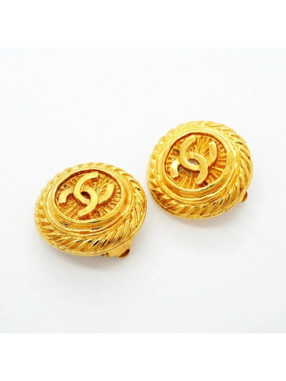 Chanel Earrings Vintage CC Logo Round